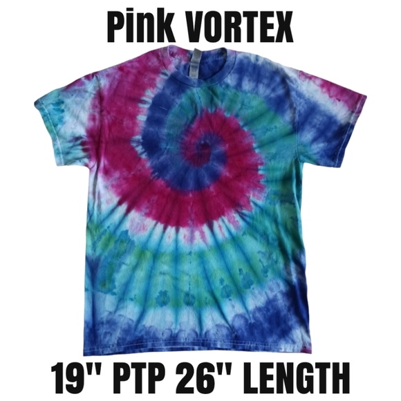 PINK VORTEX Men's Med. Tee Spiral Design Tie Dye Mermainlds Dream, Razzle Dazzle - Picture 3 of 7